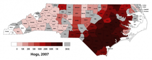 Hogs sold per county, 2007