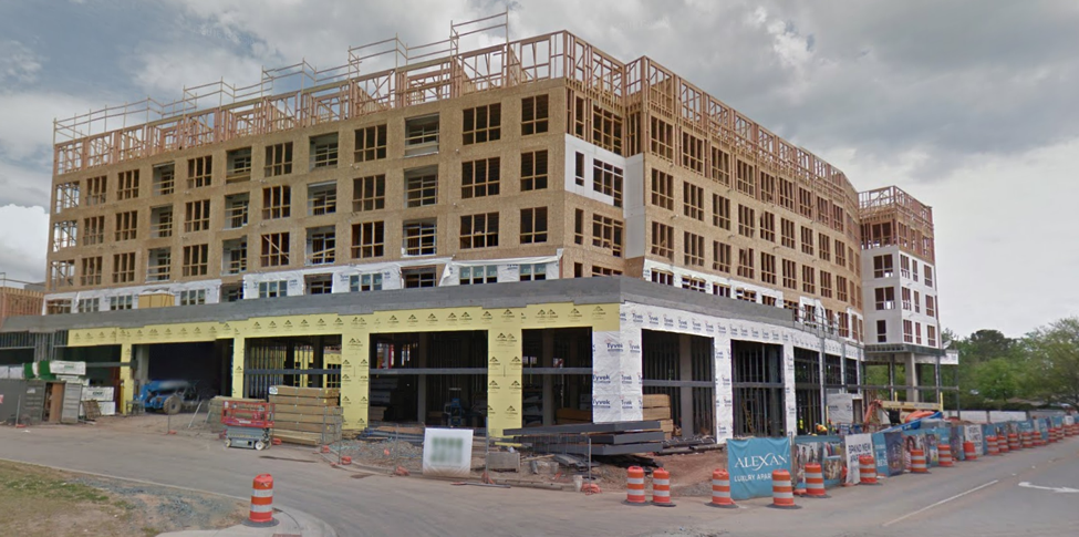 Google Street View, New Construction 5 over 1, Village Plaza Apartments, Chapel Hill